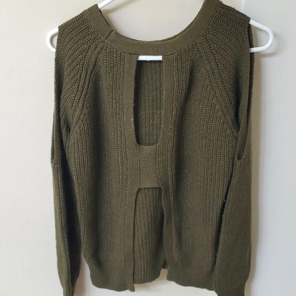 2/$5 Cold Shoulder, Cutout Back Sweater - Picture 2 of 4